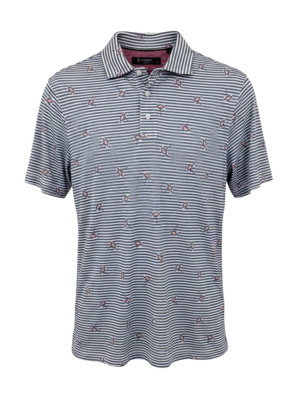 Cremieux Classics Polo Shirt Mens Large L Blue White Striped Beach Umbrella Pima